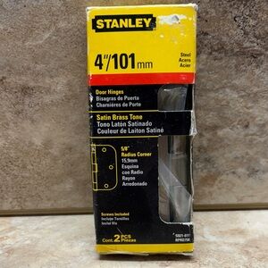 Stanley Satin Brass Tone Door Hinges 4”